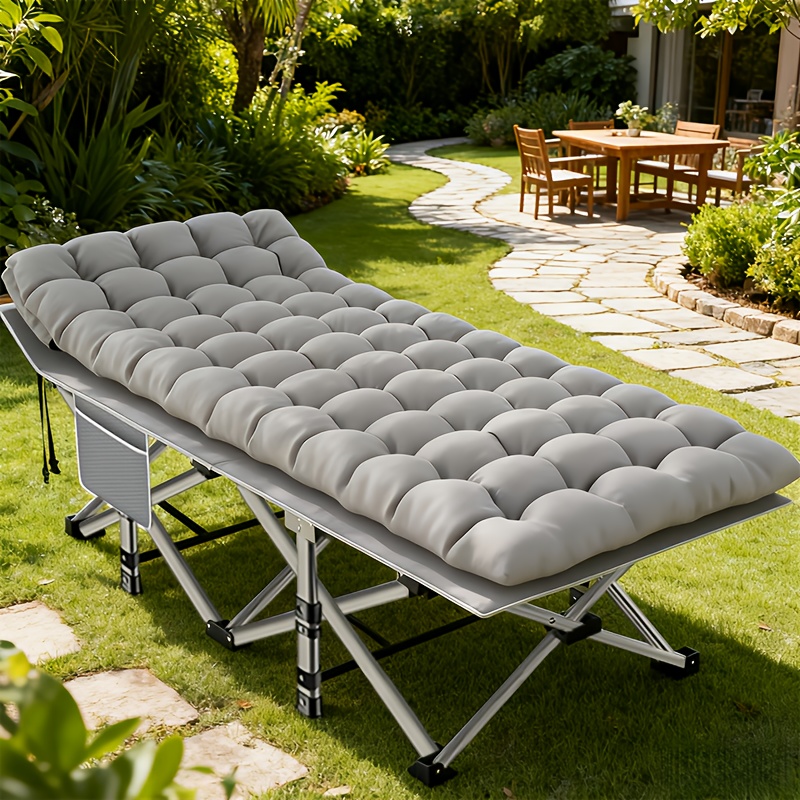 Outdoor Folding Bed With Mattress, Portable Adult Sleeping Cot With Carry Bag, 755/655/555/455/355 Lbs Weight Capacity Foldable Guest Bed/Camping Cot - Ideal For Teens And Adults, Suitable For Travel, Yard, Use. Yard Furniture, Patio Folding Chair - Image 14