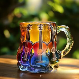 Guitar Art Mug, glass cup, guitar music art cup, mug, coffee cup, home and garden decoration, mug decorative item