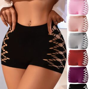 6pcs POf Women'S Mid Waist Breathable Nylon Blend Underwear - Medium Support Geometric Cut Solid Color Underwear, Soft Elastic Fabric, 6 Colors (beige/light Gray/red/purple/black/dark Gray) - Hand Wash Only, Comfortable Underwear, Elegant Underwea