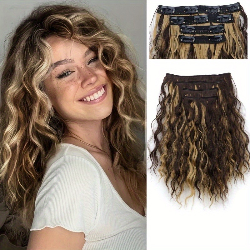 4pcs Clip-In Hair Extensions, 14.17inch Short Wavy Black Hair, Invisible Lace Women's Natural Soft Wigs, Suitable for Parties and Daily Use - Image 10