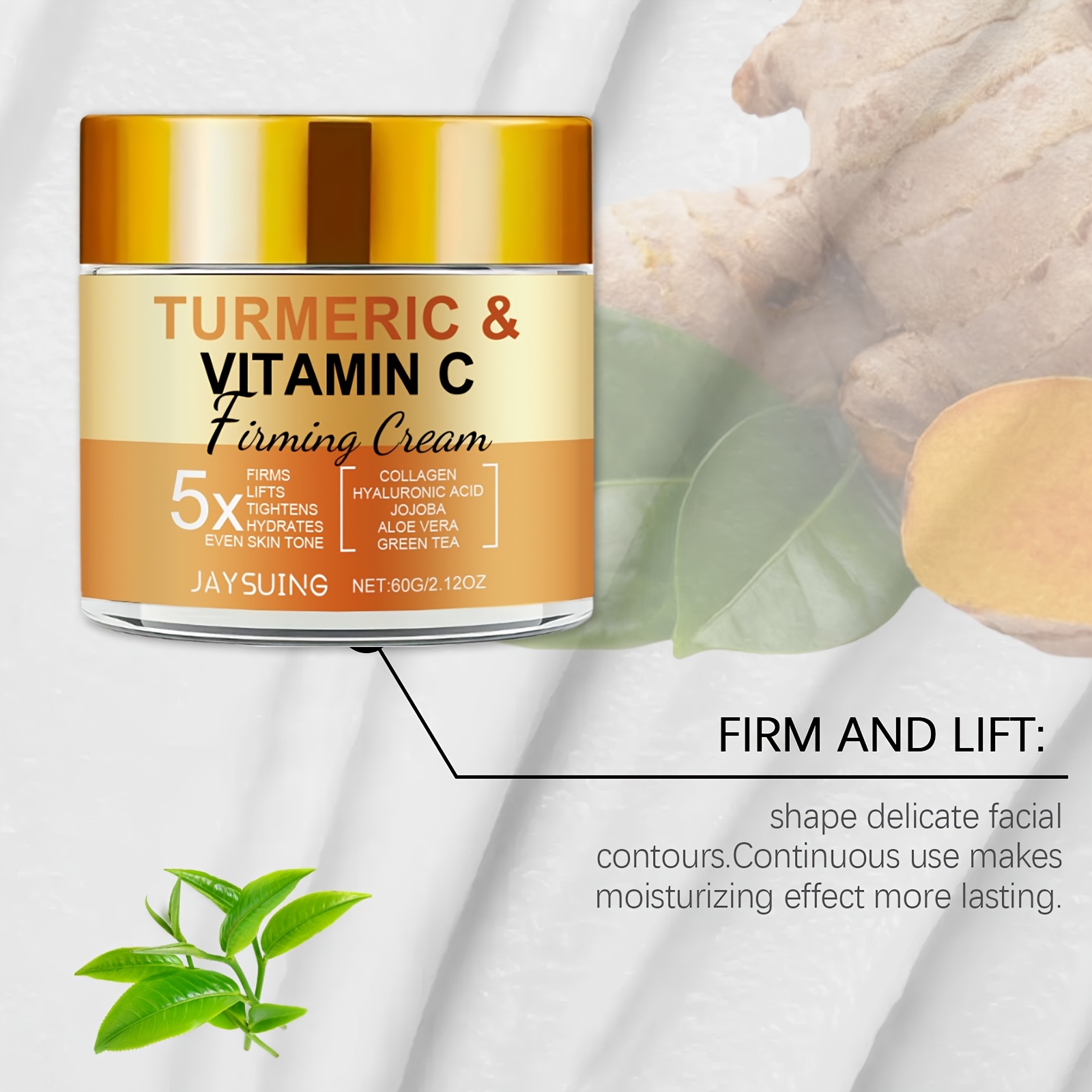 2 Boxes Of Turmeric And Vitamin C Firming Cream, Containing Collagen, Wild Orange, Vitamin E - Suitable For All Skin Types, Vitamin A Acid Used For Moisturizing, Firming, And Evening Out Skin Tone, Korean Skincare Products, He Best Christmas Gift - Image 4