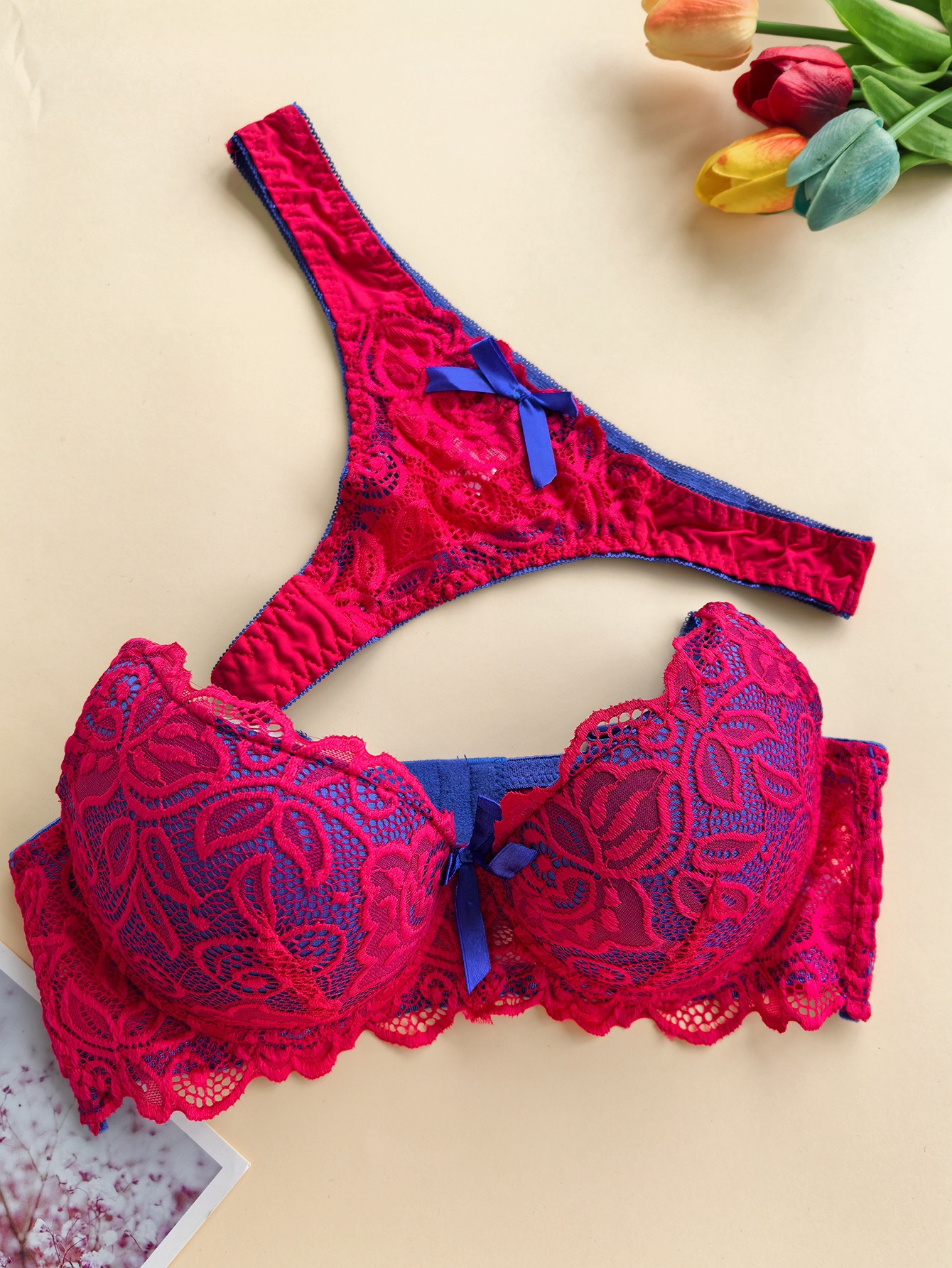 High-Quality French Lace Sexy Women'S Bra Set with Exquisite Deep V Neckline and Comfortable Thong Panty, Lingerie Set, Intimate Apparel, Elegant Lingerie, Feminine Style, Delicate Lace, Breathable Material, Women'S Underwear, Matching Panty, Seductive Lingerie, Hot Essentials, Soft Comfort, Lace Bra, Plus Size Bra - Image 3