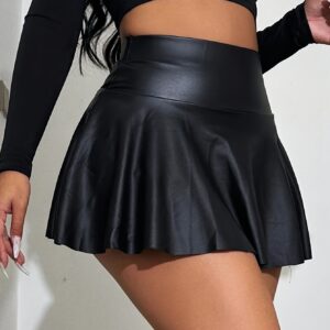 European and American Sexy Solid Color A-Line Short Skirt, Street Versatile Hot High Waist Pleated Skirt for Women