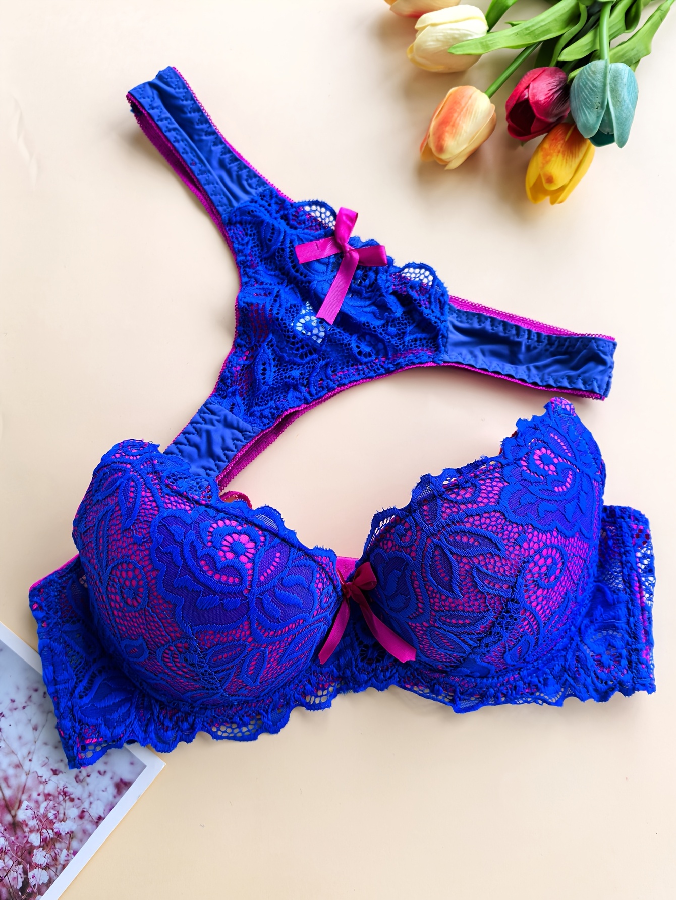 High-Quality French Lace Sexy Women'S Bra Set with Exquisite Deep V Neckline and Comfortable Thong Panty, Lingerie Set, Intimate Apparel, Elegant Lingerie, Feminine Style, Delicate Lace, Breathable Material, Women'S Underwear, Matching Panty, Seductive Lingerie, Hot Essentials, Soft Comfort, Lace Bra, Plus Size Bra - Image 6