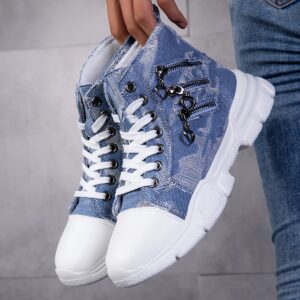 Autumn/Winter High-Top Shoes with Ripped, Women's Casual Heart Zipper Sneakers, Trendy Versatile Lightweight Soft-Sole Walking Shoes, Plus Size Breathable Couple Style