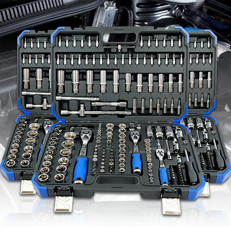171/45/40+3pcs Professional Car Repair Tool Set, Ratchet Wrench Set, Torque Wrench, 1/2 *1/4" 3/8" Drive Deep And Standard Sockets, Car Repair And Home Machine Tool Set, Suitable for Car And Bicycle Repair Tools - Image 2