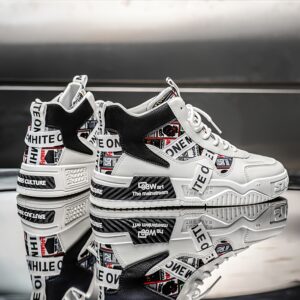 Men's High-Top Skate Sneakers - Trendy Street Style Casual Sneakers with Comfortable Fabric Lining, Durable PU Upper & PVC Sole, Lace-Up Design for All-Day Wear