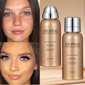 Air Cushion Foundation Spray - Lightweight, Buildable Coverage with a Moisturizing Formula for Powerful Concealment and Natural Finish. Creates Smooth Radiant Beige Tones in Shades from Fair to Medium