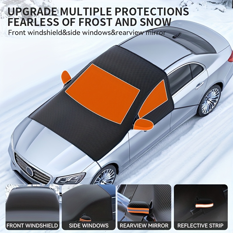 Car Windshield Snow Cover, Front Windshield Snow Protector. Quick Snow Removal to Avoid Glass Scratches, Universal Fit for Sedans/SUVs, 5 Magnets for Secure Hold, Magnetic Oxford Cloth Snow Cover. Easy to Store, Essential Winter Car Protection Tool - Image 9