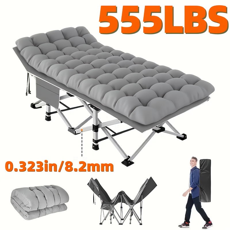 Outdoor Folding Bed With Mattress, Portable Adult Sleeping Cot With Carry Bag, 755/655/555/455/355 Lbs Weight Capacity Foldable Guest Bed/Camping Cot - Ideal For Teens And Adults, Suitable For Travel, Yard, Use. Yard Furniture, Patio Folding Chair - Image 7