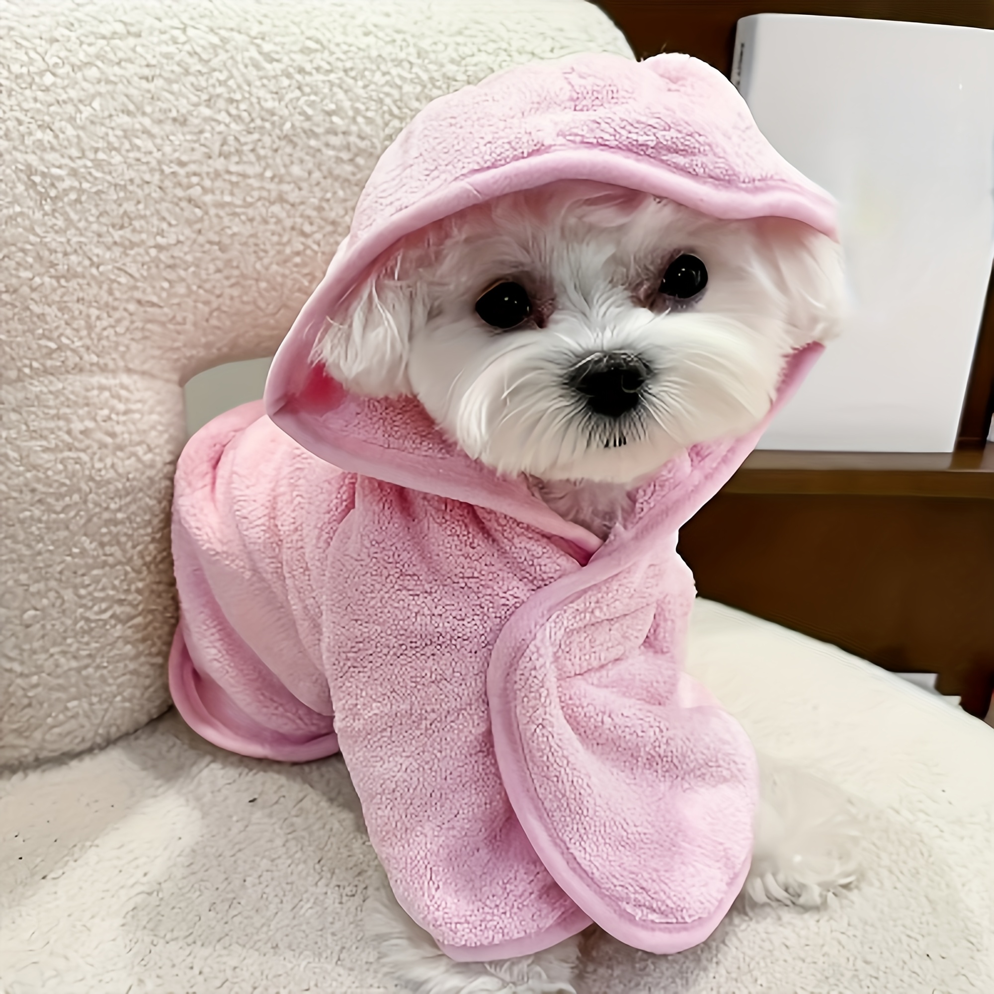 Ultra-Soft Quick-Dry Pet Bathrobe for Small & Medium Dogs & Cats - All-Season Lightweight Design with Safety Closure, Easy-Button Entryway, Machine Washable, Cozy Fleece-Lined for Warmth, Pet Washrobe, Cozy Fleece Lining - Image 13