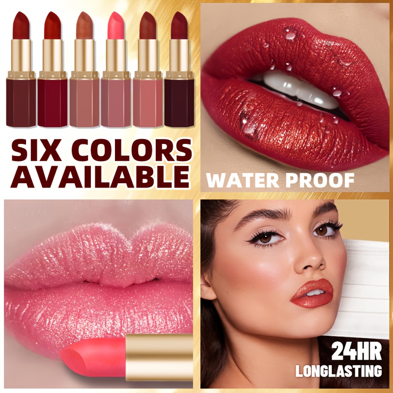 6-pack, Cream Lipstick, Easy-to-color Lipstick, Long-lasting Easy-to-color Moisturizing Lipstick, Creamy and Smooth Effect, Suitable for All Light Beige Tones, Suitable for Everyday and Christmas Makeup Looks - Image 5