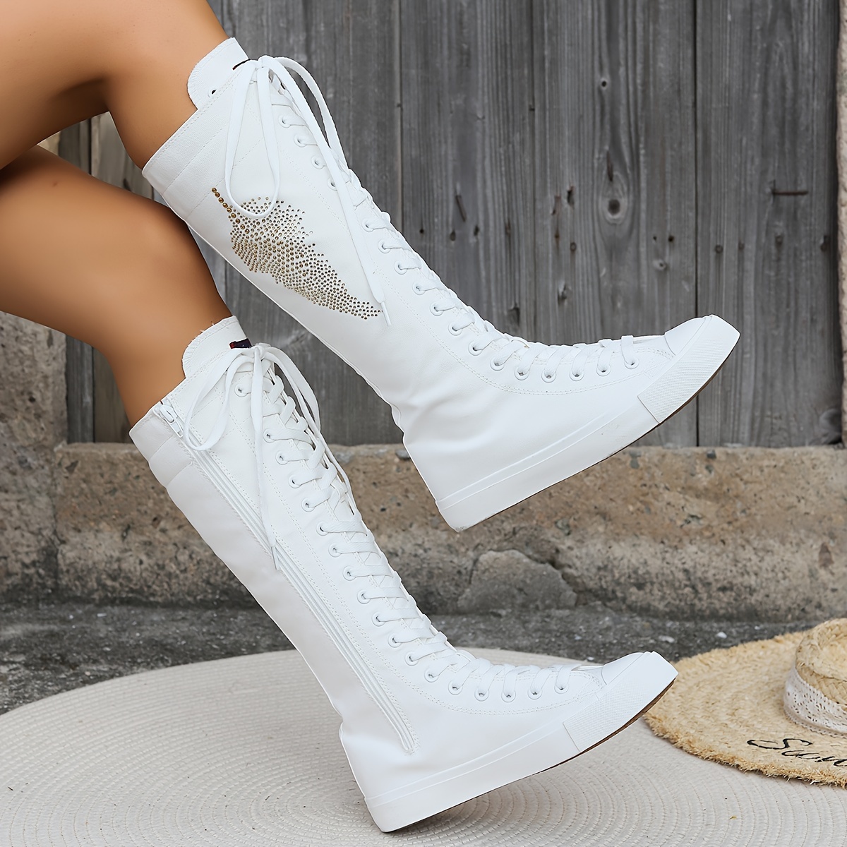 Women'S Flat High-Top Fashionable And Comfortable Knee Boots with Inner Side Zippers, Large Size Sneakers Suitable for And Students, Perfect for Parties And Everyday Wear, Available in Sizes 34-43. - Image 7