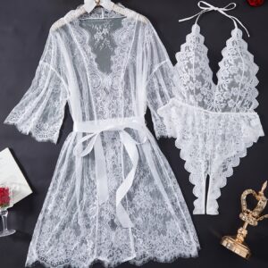 Deep V Lace Sexy Bodysuit Set - Perfect Outfit