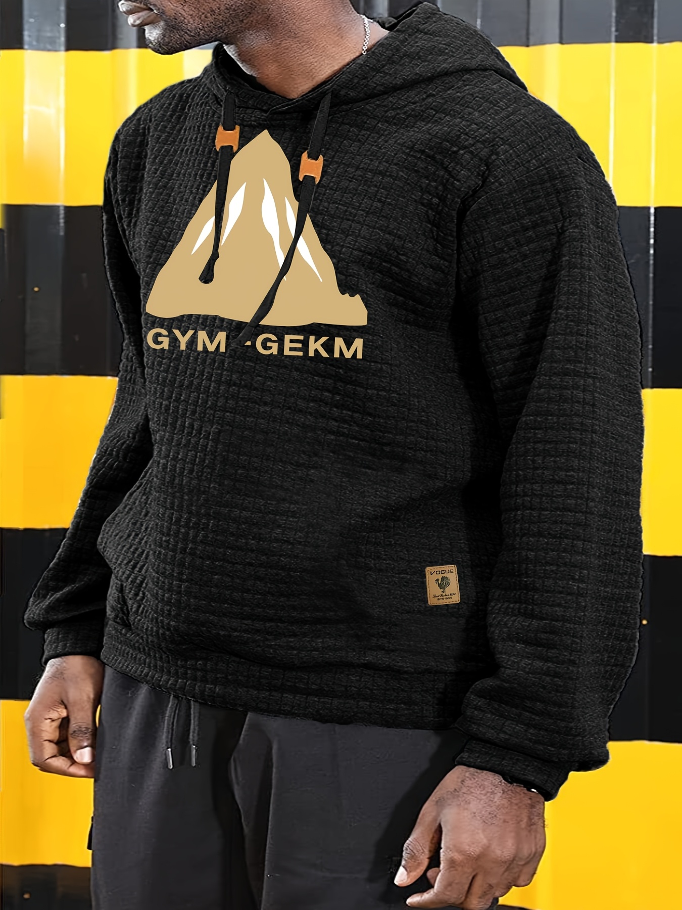 Men'S Casual Pullover Hooded Sweatshirt | Waffle Pattern Plaid Fabric, Long Sleeve, Hooded, Regular Fit, with Kangaroo Pocket, Streetwear for Winter Fall, As Gifts - Image 5