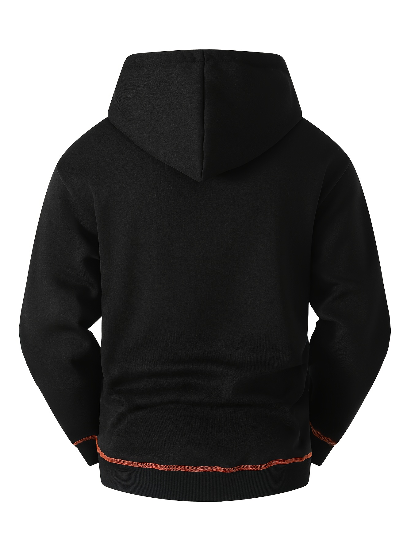 Men'S Heavy-Duty Thermal Jacket - Full-Zip Hooded Winter Coat with Zippered Pockets, Black/Orange Accents - Cold Weather Outerwear for Gym, Hiking, Commuting - Regular Fit Casual Outerwear, Winter Jacket, Hiking Apparel, Sporty Design, Durable Fabric, Active Lifestyle, Gym Wear, Functional Design, Highquality Construction, Outdoor Enthusiasts - Image 9