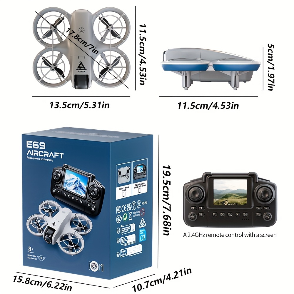 E69 Foldable Drone with Screen Control, Dual Camera & Optical Flow - Quadcopter Suitable for Beginners, Indoor/Outdoor FPV Aerial Photography Drone, Perfect for Gifts (Compatible for) - Image 3