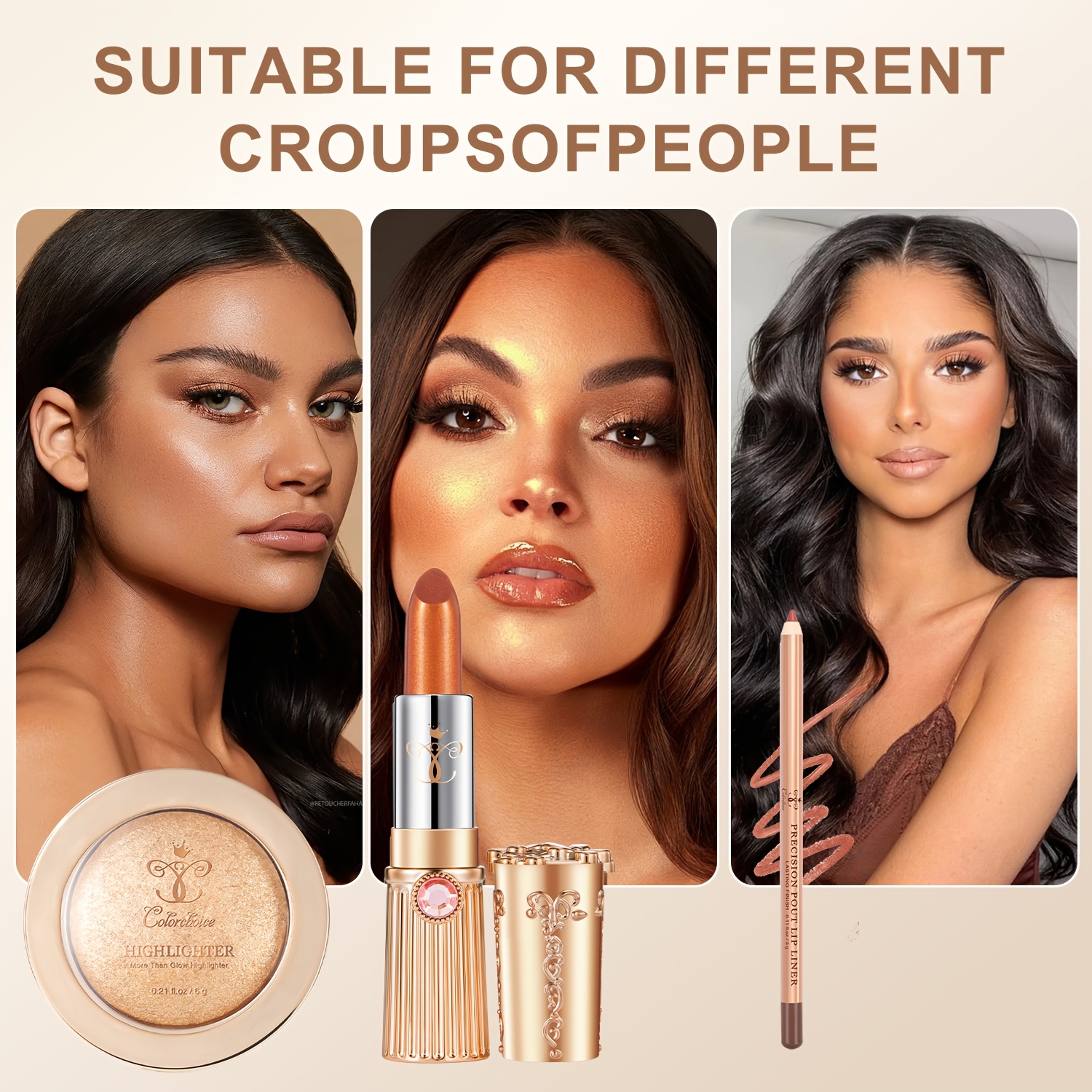 Makeup Five-Piece Set: Lip Gloss, Eyebrow Pencil, Shading Pen, Face Powder, Lip Liner-Perfect Makeup Essential-Suitable for Beginners And Professionals-Best Christmas/ Valentine's Day/ Anniversary Gifts - Image 4