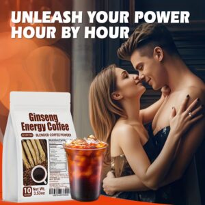Men's Maca Energy Coffee - Containing Maca, Ginseng And Other Black Coffee - Enhances Focus, Physical Strength, Endurance And Vitality - Portable Packaging, Suitable for Daily And Office Consumption Of Instant Coffee