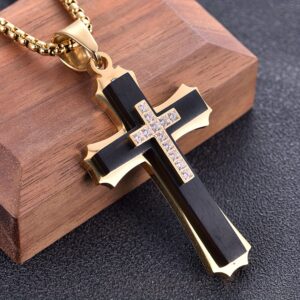 Men's Cross -Layer Necklace with Synthetic Cross Pendant - -Free Suitable for Parties, Music Festivals, Mardi Gras & Year-Round Wear - Stylish Accessory