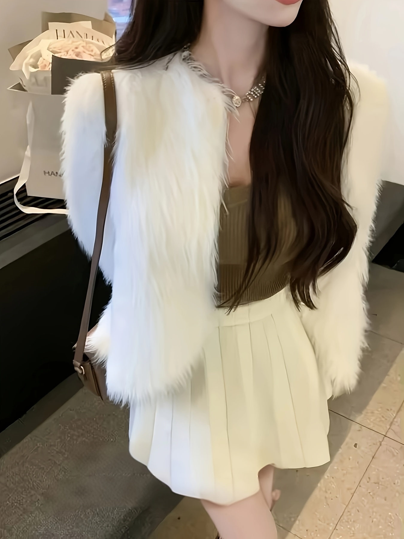 Women's Soft Fleece Jacket - Thick Winter Coat with Fox Fur-Like Collar (No Real Fur), Elegant Pink Button-Front Cardigan, Long Sleeve Round Neck Sweater for Fall/Winter, Casual to Formal Wear (Hand Wash/Dry Clean) - Faux Fur Outerwear - Image 9