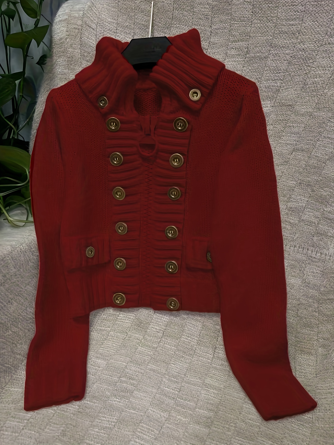 Women'S Elegant Round Neck Cardigan with Zipper & Button Details - Solid, Long Sleeve, Fall/Winter Fashion, Casual Chic Style, Perfect for Casual Attire - Image 7