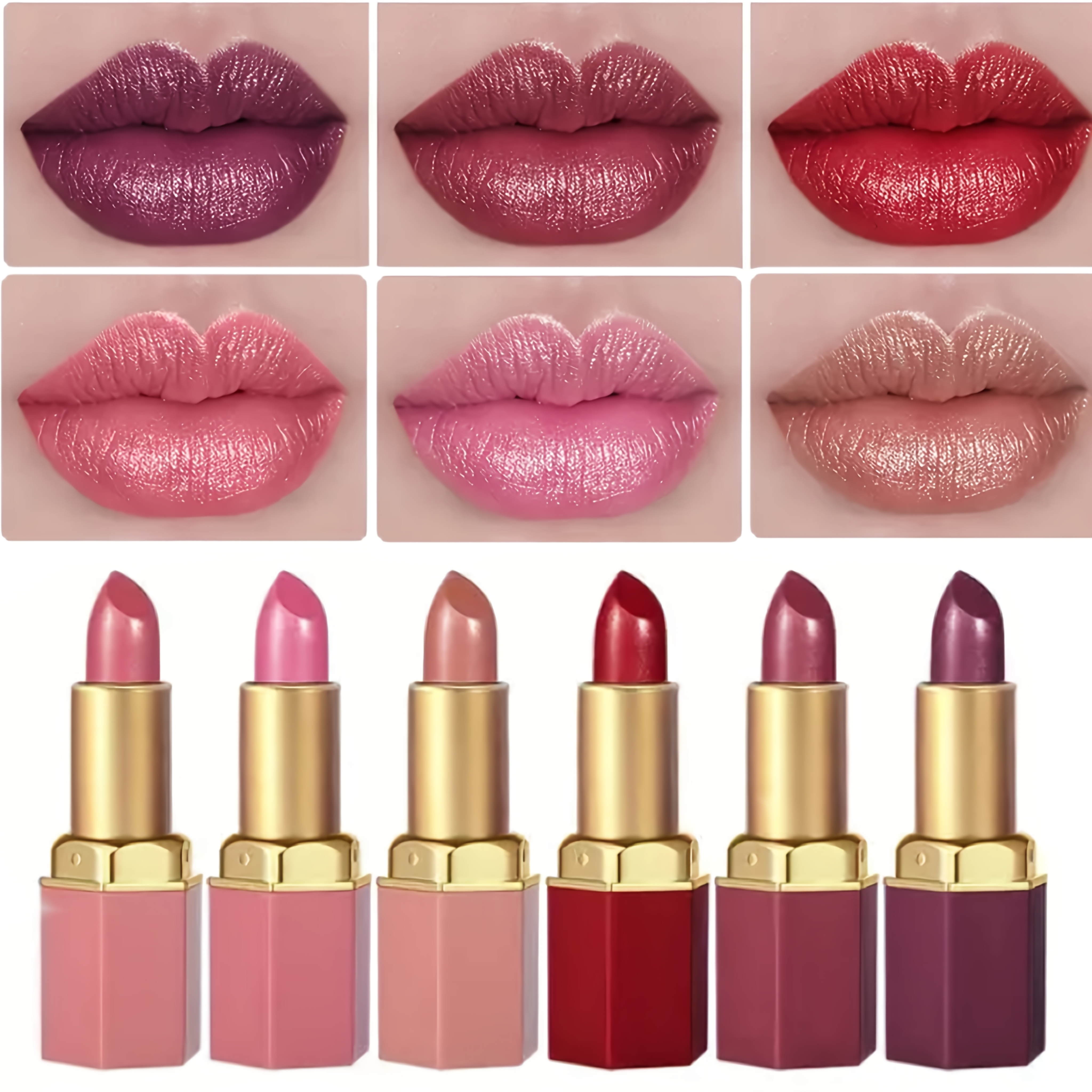 6-pack, Cream Lipstick, Easy-to-color Lipstick, Long-lasting Easy-to-color Moisturizing Lipstick, Creamy and Smooth Effect, Suitable for All Light Beige Tones, Suitable for Everyday and Christmas Makeup Looks - Image 3