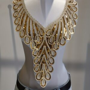 [Golden Glitter Lace Trim] Polyester Golden Glitter Feather-Like Lace Trim | Elegant Decorative Accents for DIY Crafts, Sewing & Knitting Projects, Luxurious Neckline, Reflective Beauty