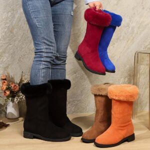 [Classic Plush Fashion] Winter Warm Ladies' Boots | Soft Touch, Slip-on, Platform Heel, Mid Height