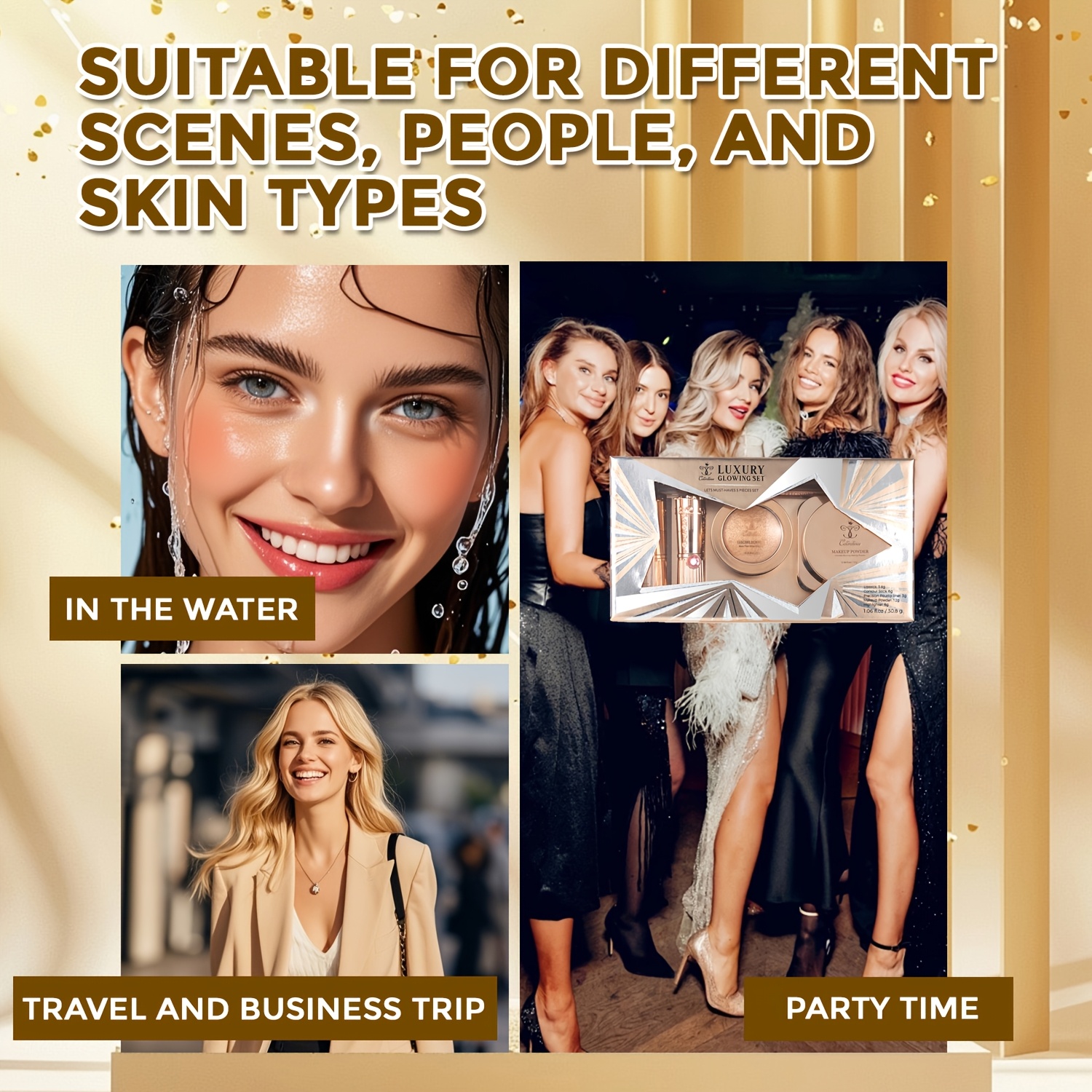 Makeup Five-Piece Set: Lip Gloss, Eyebrow Pencil, Shading Pen, Face Powder, Lip Liner-Perfect Makeup Essential-Suitable for Beginners And Professionals-Best Christmas/ Valentine's Day/ Anniversary Gifts - Image 11