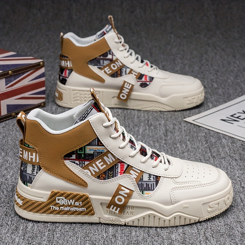 Men's High-Top Skate Sneakers - Trendy Street Style Casual Sneakers with Comfortable Fabric Lining, Durable PU Upper & PVC Sole, Lace-Up Design for All-Day Wear - Image 7