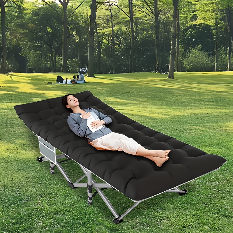 Outdoor Folding Bed With Mattress, Portable Adult Sleeping Cot With Carry Bag, 755/655/555/455/355 Lbs Weight Capacity Foldable Guest Bed/Camping Cot - Ideal For Teens And Adults, Suitable For Travel, Yard, Use. Yard Furniture, Patio Folding Chair - Image 15