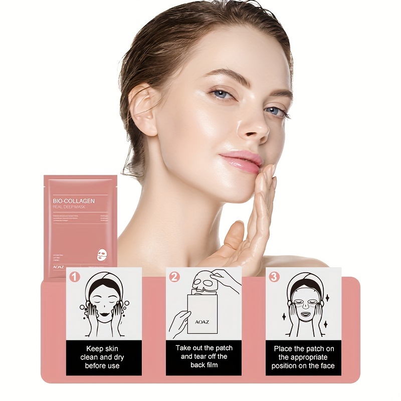 4pcs Bio-Collagen Real Deep Mask Pack Hydrating & Firming Facial Sheet Masks with Collagen, Hyaluronic Acid & Nicotinamide Moisturizing & Invigorating for All Light Beige Types(1pc/4pcs/8pcs) - Image 10