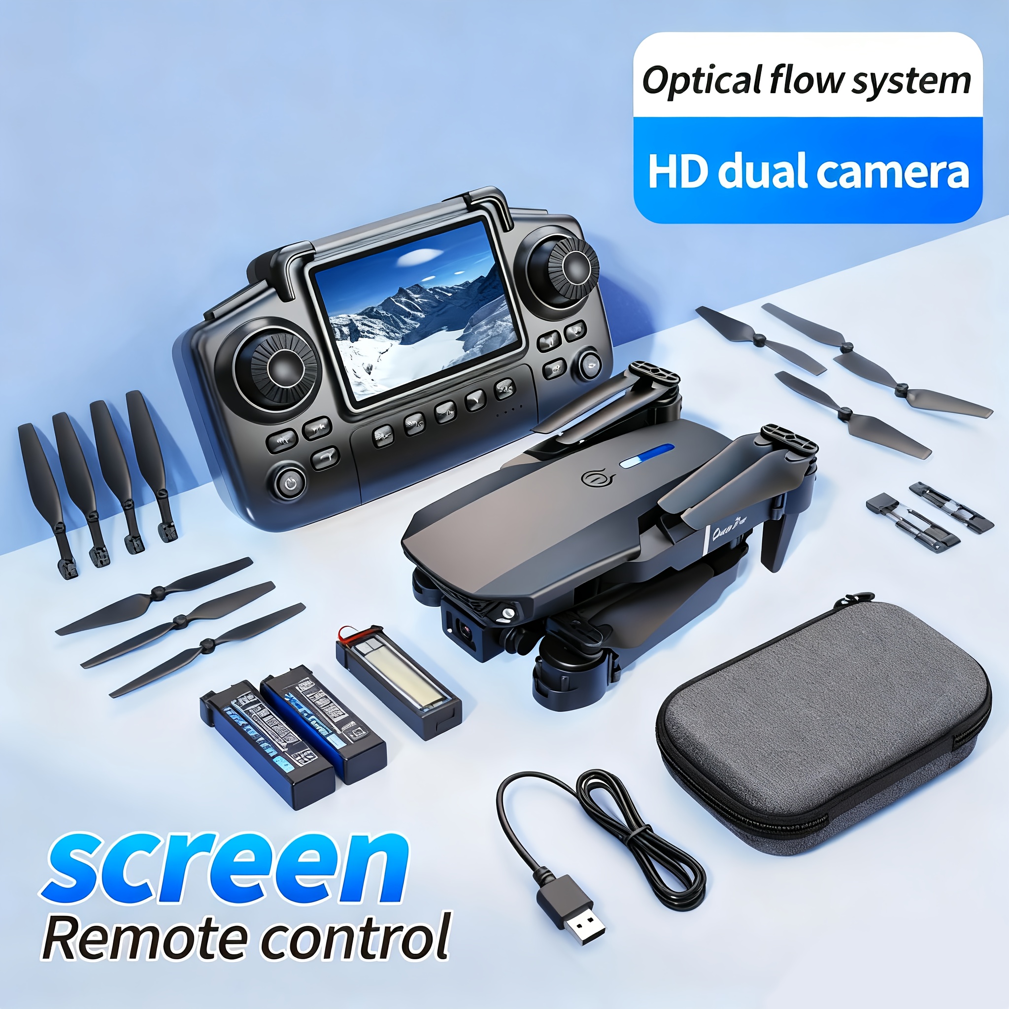 2025 E88 Drone with HD Dual Camera 4K, Screen Control Without Phone, One-Key Takeoff/Return, Wi-Fi App, USB Charging, Drop-Resistant, Easy for Beginners, Ideal Gift for Garden Camping VLOG