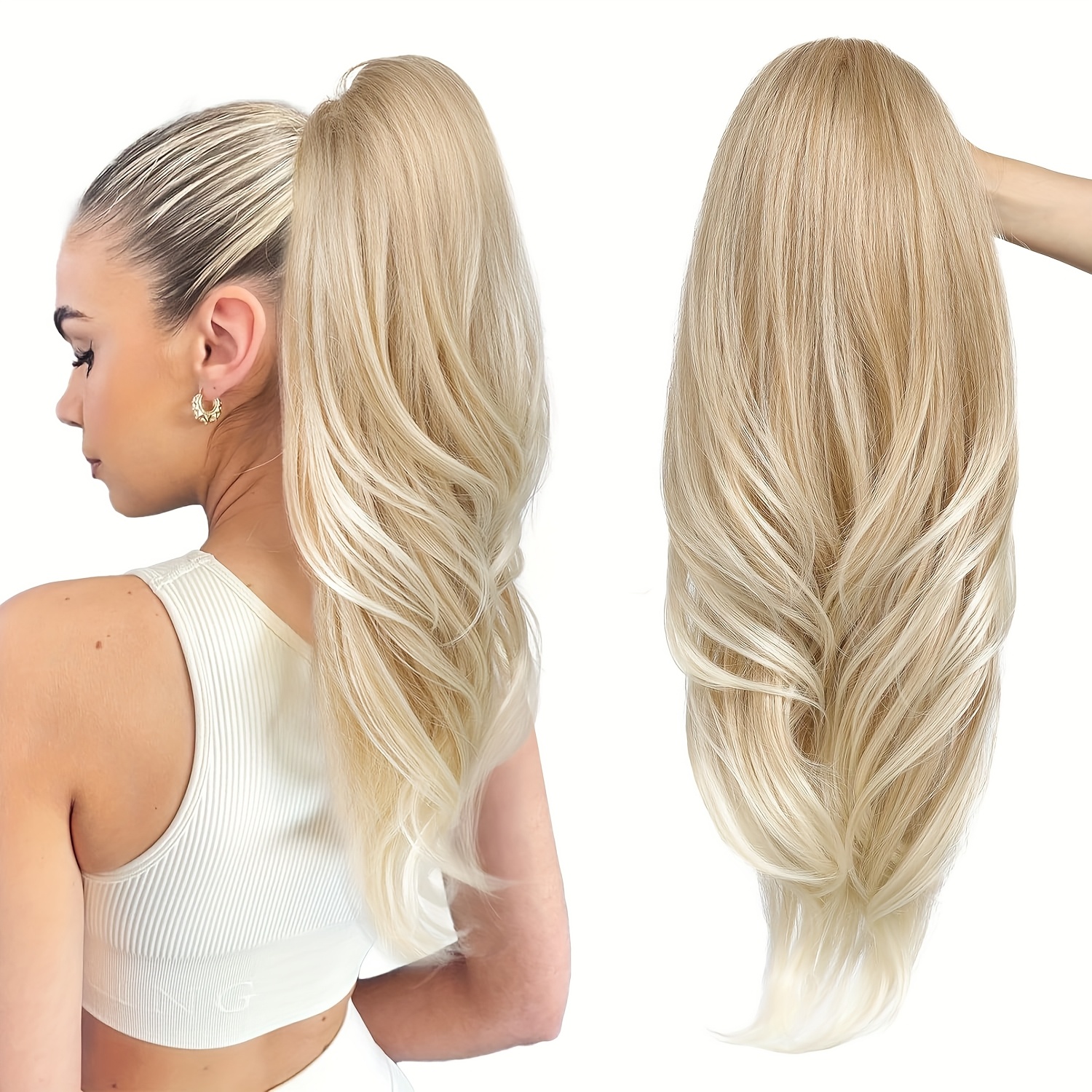 26" Long Synthetic Ponytail Hair Extension for Women - Heat-Friendly Body Wave with Adjustable Drawstring & 150% Density Rose Net Cap, Soft Look Clip-In/Clip-On Ponytail for Daily & Party Use, Volume & Length Enhancer for All Hair Types & Ethnicitie - Image 2