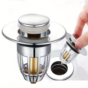 Versatile Anti-Clog Bathroom Sink Plug - Fits 1.34" to 1.57" Drains, Pressure Bounce Design for Fast Drainage, Rust-Resistant & Easy Install