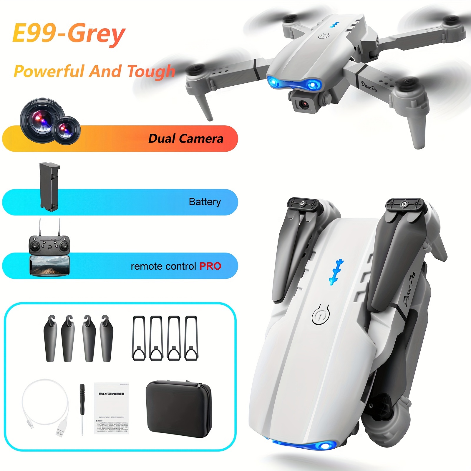 E88 Drone with Camera, Foldable RC Quadcopter, APP Control & Real-Time Video Remote Control, for Indoor/Outdoor Use, 2 Batteries, Lightweight, Perfect Birthday or Easter Gift, Beginner Drone, Recreational Drone - Image 7