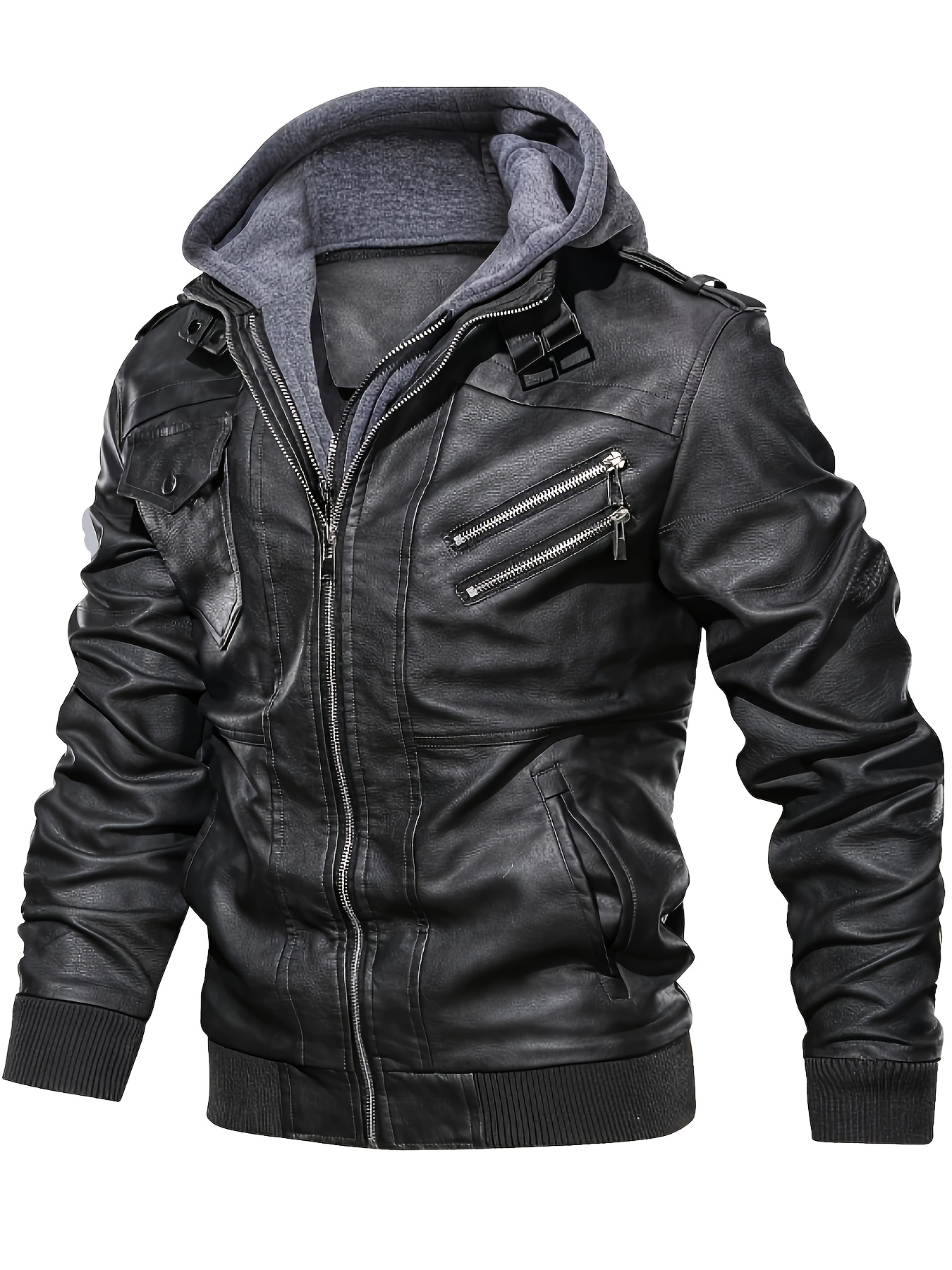 Men'S Vintage Style Motorcycle Jacket - High Quality And Windproof Tear Resistant with Detachable Hat, Zipper Closure & Machine Wash - Black Casual Outdoor Cycling Jacket for Men & Teens, Durable Zipper Design, Motorcycle Riding Gear, Biker Jacket for Men, Motorcycle Jacket, Motorcycle Gear for Men, Motorcycle Jacket Men, Adventure Biking, Retro Biker Gear