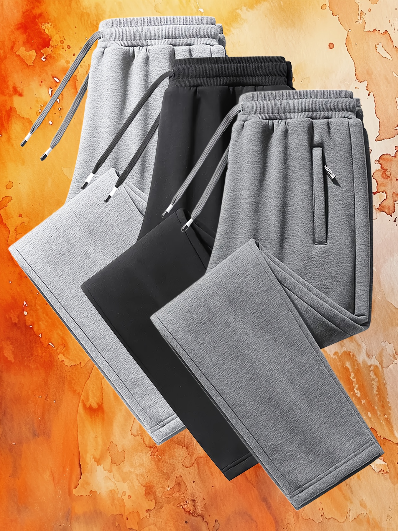 Men'S Casual Jogger Pants - Soft Stretchy Fabric, Mid-Rise Straight-Leg with Side Zipper Pockets, All-Season Comfort for Running, Hiking, And Outdoor Activities, Jogging Pants, Hiking Apparel, Sleek Design, Durable Construction, Minimalist Style