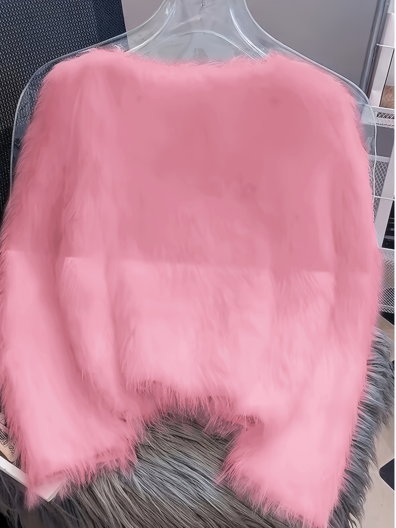 Women's Soft Fleece Jacket - Thick Winter Coat with Fox Fur-Like Collar (No Real Fur), Elegant Pink Button-Front Cardigan, Long Sleeve Round Neck Sweater for Fall/Winter, Casual to Formal Wear (Hand Wash/Dry Clean) - Faux Fur Outerwear - Image 5