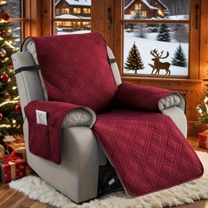 1pc 100% Waterproof Recliner Chair Cover, Non Slip Recliner Covers for Recliner Chair with Pocket, Pet Scratch-Resistant Sofa Slipcover, Washable Furniture Protector, Easy to Install for Living Room, Home Decor, Thanksgiving Decor, Christmas Deco.