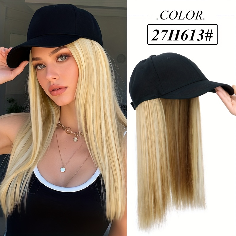 Long Straight Black Synthetic Hair Wig with Bangs - Natural-Looking Baseball Cap Hair Extension for Women, Easy to Style & Maintain, All-in-One Design for Versatile Looks, Hair Wigs, Versatile Hairpiece, Comfortable Fit Cap - Image 3