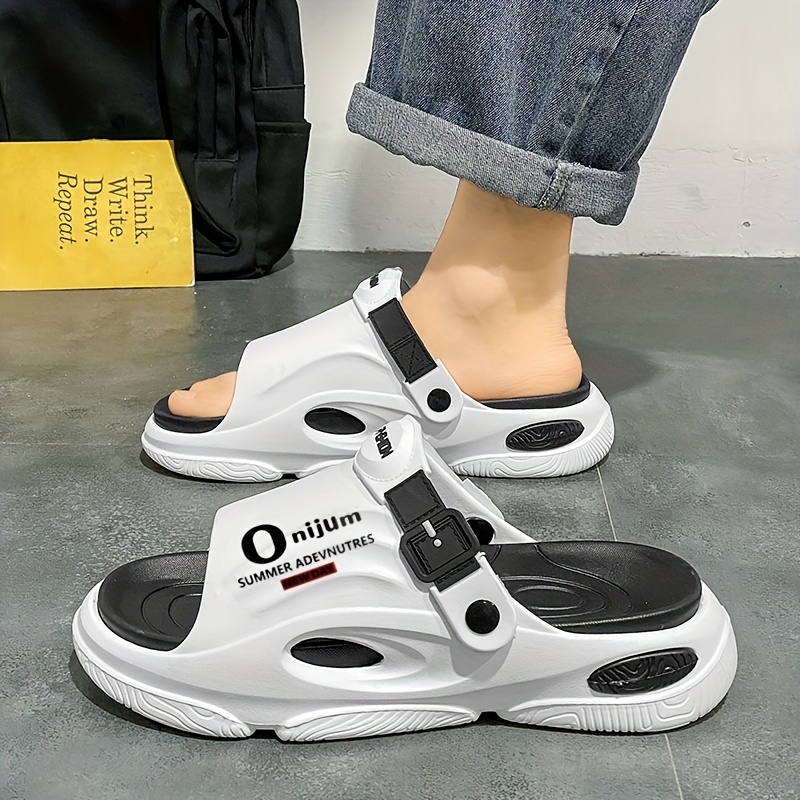 Men'S Summer 2025 EVA Cushioned Slide Sandals - Breathable, Non-Slip, Dual-Purpose Indoor/Outdoor Wear, Comfortable Soft Sole with "ZAP IT!" Graphic Design, Open Toe, Black/White Options, Summer Sandals, Suitable for Women - Image 13