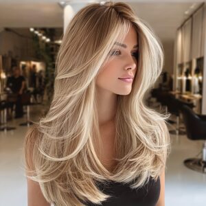 22-Inch Ombre Platinum Blonde Wig for Women - Heat-Resistant Synthetic Hair, & Lightweight, Straight Style, Rose Net Cap, Perfect for TikTok, Instagram