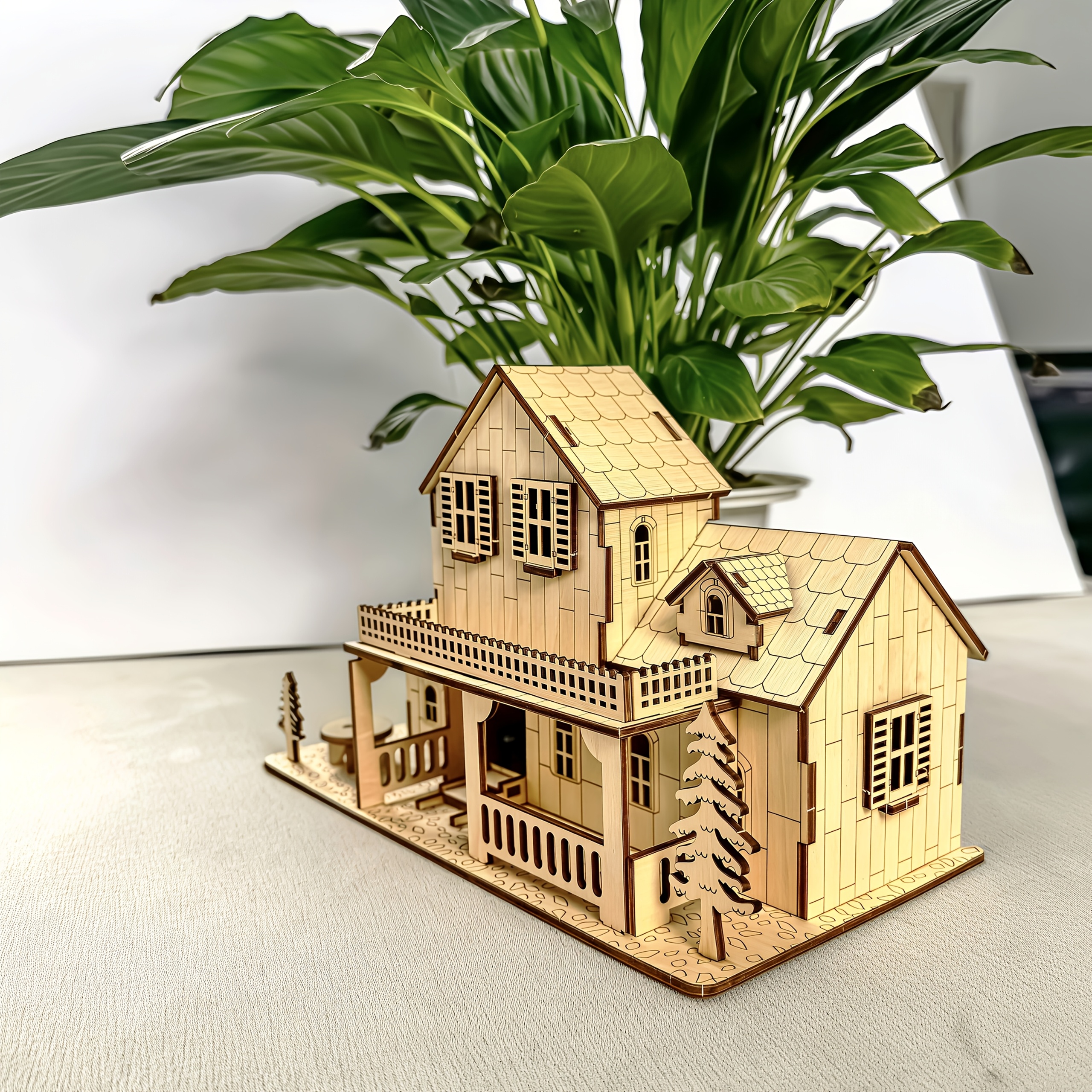3D Wooden House Model Puzzle Set | Complex Architectural Structure with Roof, Railings, Windows, and Doors Details - Creative Craft Project | Ideal for Birthday or Christmas Gift - Educational Toy - Image 5