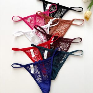 8pcs Women's Low-Rise Thong Bikini Underwear - Sheer Lace Bow & V-String Panty with Semi- Comfortable Breathable Lingerie (8pcs) - Sexy Lingerie for Casual Attire or Special Occasions