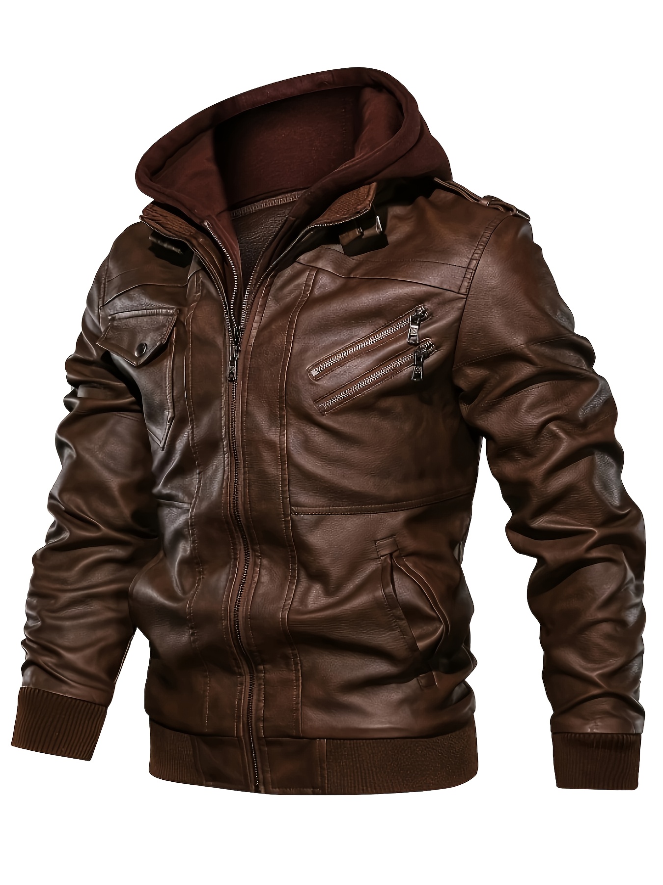 Men'S Vintage Style Motorcycle Jacket - High Quality And Windproof Tear Resistant with Detachable Hat, Zipper Closure & Machine Wash - Black Casual Outdoor Cycling Jacket for Men & Teens, Durable Zipper Design, Motorcycle Riding Gear, Biker Jacket for Men, Motorcycle Jacket, Motorcycle Gear for Men, Motorcycle Jacket Men, Adventure Biking, Retro Biker Gear - Image 6
