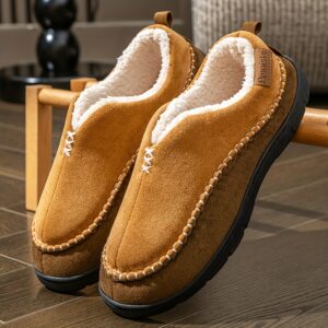 Pmoiste Men'S Outdoor And Memory Foam Indoor Slip-On Slippers, Warm And Comfortable Soft Sole for Winter.