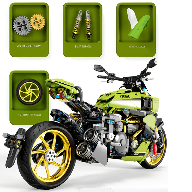 1:8 Large Scale Motorcycle Model Diavel Green1260 Lamborghlnl Edition. 1018pcs MOC Building Blocks Challenging Satisfying to Assemble.Doubles As Room Decor Halloween Decorations Clearance Deal - Image 9