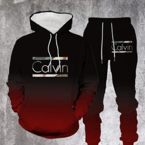 Gradient 2pcs Set Autumn/Winter Men's Polyester Letter Print Color Block Sporty Streetwear Sweatshirt and Pants Set